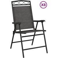 Berkfield Home Folding Garden Chairs 8 pcs Melange Grey Steel & Textilene