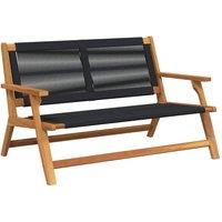 Berkfield Home Garden Bench Black 76x122x73 cm Solid Wood Acacia | Size: 76 x 122 x 73 cm
