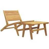 Berkfield Home Garden Chair with Footrest Solid Wood Teak in Brown