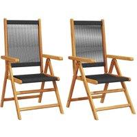 Berkfield Home Garden Chairs 2 pcs Black Solid Wood Acacia & Polypropylene