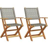 Berkfield Home Garden Chairs 2 pcs Grey Solid Wood Acacia & Poly Rattan
