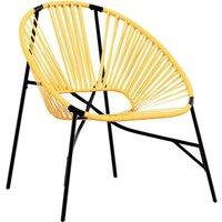 Berkfield Home Garden Egg Chair Black & Yellow Poly Rattan