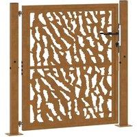 Berkfield Home Garden Gate 105x105 cm Weathering Steel Trace Design in Brown
