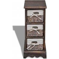 Berkfield Home Wooden Storage Rack 3 Weaving Baskets Brown