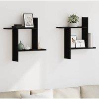 Berkfield Home Wall Shelves 2 pcs Black Oak 50x12x50 cm Engineered Wood | Size: 50 x 12 x 50 cm