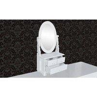 Berkfield Home Vanity Makeup Table with Oval Swing Mirror MDF in White