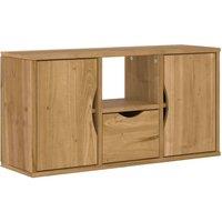 Berkfield Home TV Cabinet with Drawer ODDA 79x24x40 cm Solid Wood Pine in Brown | Size: 79 x 24 x 40 cm