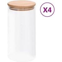 Berkfield Home Storage Glass Jars with Bamboo Lid 4 pcs 1200 ml in Clear