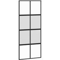 Berkfield Home Sliding Door Black 90x205 cm Tempered Glass & Aluminium