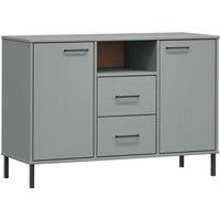 Berkfield Home Sideboard with Metal Legs Grey 113x40x77 cm Solid Wood OSLO | Size: 113 x 40 x 77 cm