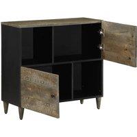 Berkfield Home Sideboard 80x33x75 cm Solid Wood Mango in Black | Size: 80 x 33 x 75 cm