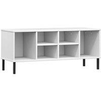 Berkfield Home Shoe Rack with Metal Legs White 106x35x45 cm Solid Wood OSLO | Size: 106 x 35 x 45 cm