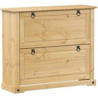 Berkfield Home Shoe Cabinet Corona 99x32x85 cm Solid Wood Pine in Light Brown | Size: 99 x 32 x 85 cm