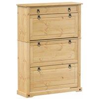 Berkfield Home Shoe Cabinet Corona 99x32x138 cm Solid Wood Pine in Tan | Size: 99 x 32 x 138 cm