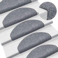 Berkfield Home Self-adhesive Stair Mats 10 pcs Light Grey 65x21x4 cm Needle Punch | Size: Medium