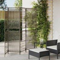 Berkfield Home Room Divider 4 Panels Grey Poly Rattan