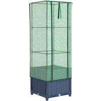 Berkfield Home Raised Bed with Greenhouse Cover Rattan Look 40x40x139 cm in Dark Grey | Size: 40 x 40 x 139 cm