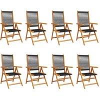 Berkfield Home Reclining Garden Chairs 8 pcs Black Solid Wood Acacia
