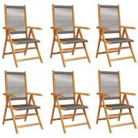 Berkfield Home Reclining Garden Chairs 6 pcs Grey Solid Wood Acacia