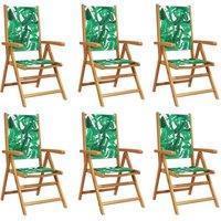 Berkfield Home Reclining Garden Chairs 6 pcs Green Fabric & Solid Wood