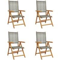 Berkfield Home Reclining Garden Chairs 4 pcs Grey Poly Rattan & Solid Wood