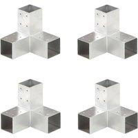 Berkfield Home Post Connectors 4 pcs Y Shape Galvanised Metal 71x71 mm in Silver