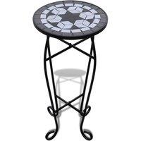 Berkfield Home Mosaic Side Table Plant Table Black White