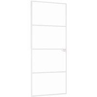 Berkfield Home Interior Door White 83x201.5 cm Tempered Glass&Aluminium Slim