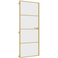 Berkfield Home Interior Door Slim Golden 83x201.5 cm Tempered Glass & Aluminium in Gold