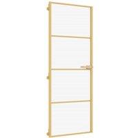 Berkfield Home Interior Door Slim Golden 76x201.5 cm Tempered Glass & Aluminium in Gold