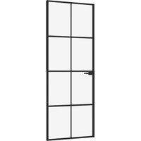 Berkfield Home Interior Door Black 76x201.5 cm Tempered Glass&Aluminium