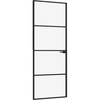 Berkfield Home Interior Door Black 76x201.5 cm Tempered Glass&Aluminium