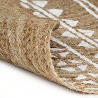Berkfield Home Handmade Rug Jute with White Print 150 cm in Natural | Size: Medium