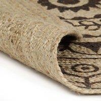 Berkfield Home Handmade Rug Jute with Dark Brown Print 120 cm | Size: Medium