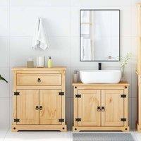 Berkfield Home Comfortable 2 Piece Bathroom Furniture Set Corona Solid Wood Pine in Light Tan