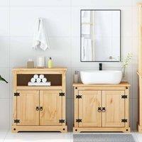 Berkfield Home Comfortable 2 Piece Bathroom Furniture Set Corona Solid Wood Pine in Light Tan
