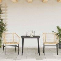 Berkfield Home Beautiful 3 Piece Garden Dining Set Brown Poly Rattan Glass