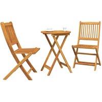 Berkfield Home Cozy 3-Piece Garden Bistro Set in Solid Acacia Wood in Brown