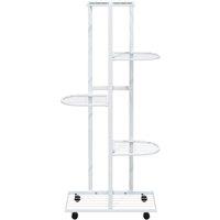 Berkfield Home Durable 5-Floor Flower Stand with Wheels 44x23x100 cm White Iron | Size: 44 x 23 x 100 cm