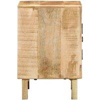 Berkfield Home Beautiful Bedside Cabinet 40x32x46 cm Solid Wood Rough Mango in Brown | Size: 40 x 32 x 46 cm
