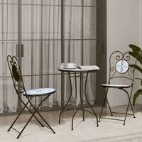 Berkfield Home Beautiful Bistro Chairs Foldable 2 pcs Blue & White Ceramic