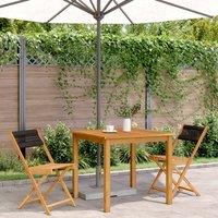 Berkfield Home Beautiful Bistro Chairs 2 pcs Black Solid Wood Acacia & Rope in Tan
