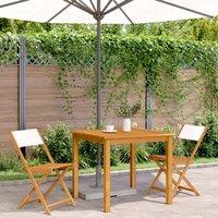Berkfield Home Beautiful Bistro Chairs 2 pcs Cream White Solid Wood Acacia & Fabric