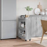 Berkfield Home Classic Cabinet with Wheels Grey Sonoma 60x22x79 cm Engineered Wood | Size: 60 x 22 x 79 cm