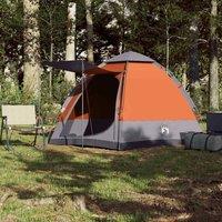 Berkfield Home Modern Camping Tent Cabin 4-Person Grey & Orange Quick Release