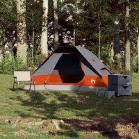 Berkfield Home Modern Camping Tent Dome 2-Person Grey & Orange Waterproof