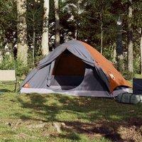 Berkfield Home Modern Camping Tent Dome 2-Person Grey & Orange Waterproof
