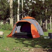 Berkfield Home Modern Camping Tent Dome 3-Person Grey & Orange Quick Release