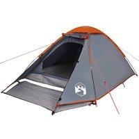 Berkfield Home Modern Camping Tent Dome 2-Person Grey & Orange Waterproof