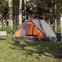 Berkfield Home Modern Camping Tent Dome 3-Person Grey & Orange Quick Release